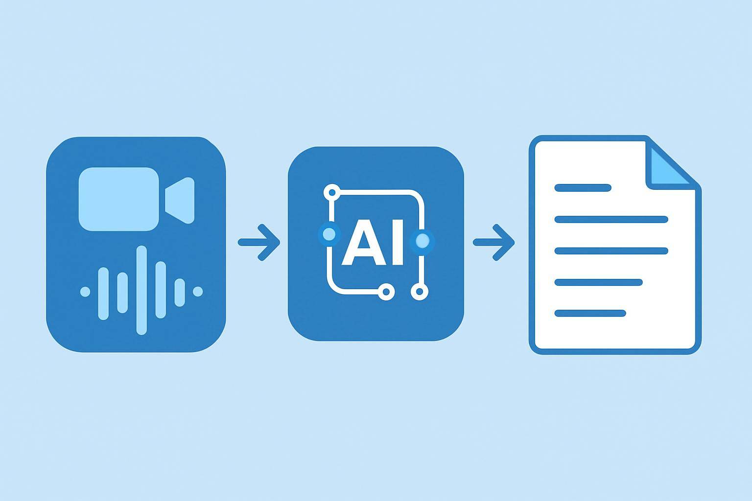 How to Create Accessible Video Captions with AI — step-by-step AI transcription process visualization