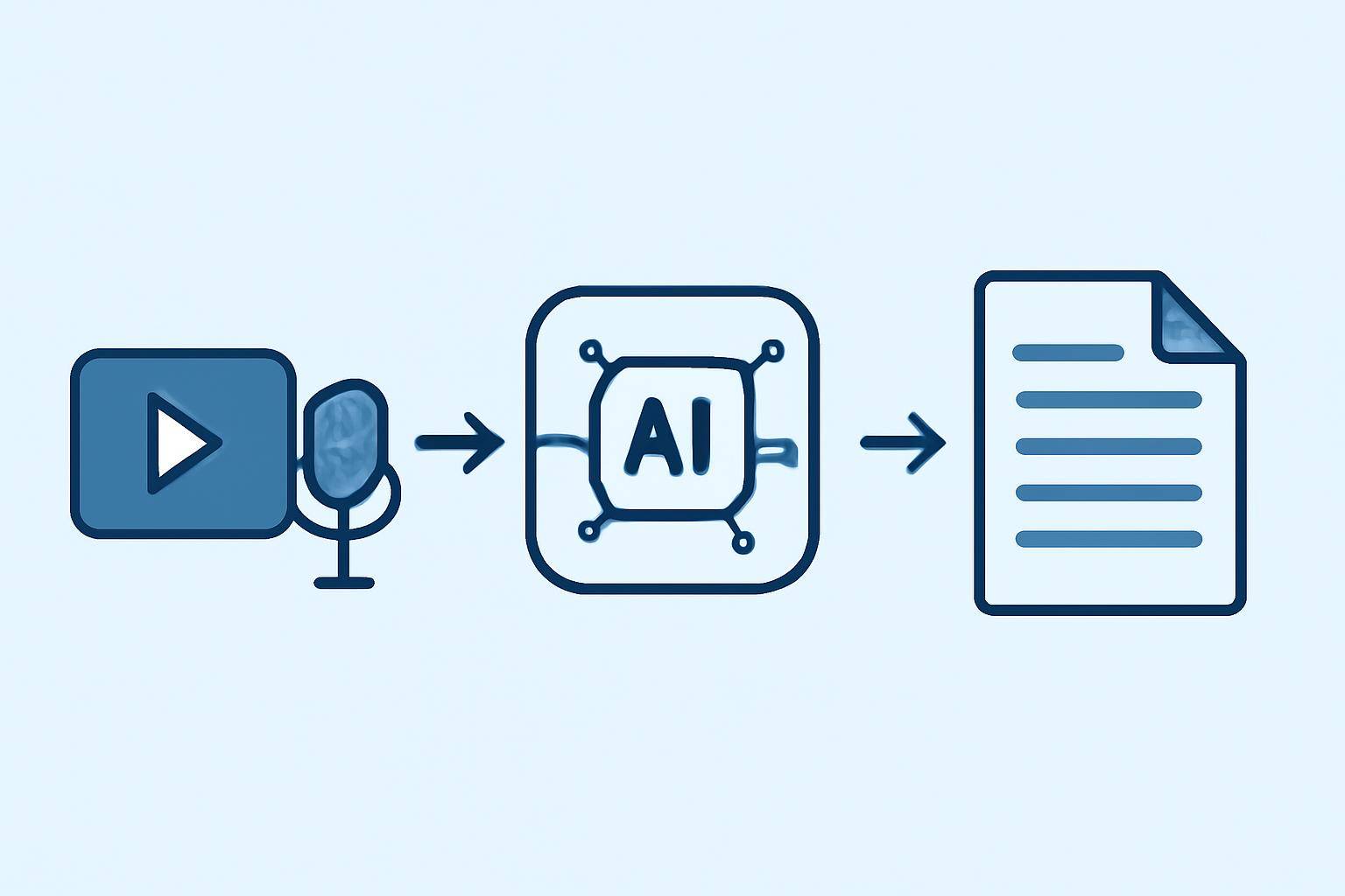 How to Transcribe Interviews Faster with AI — step-by-step AI transcription process visualization