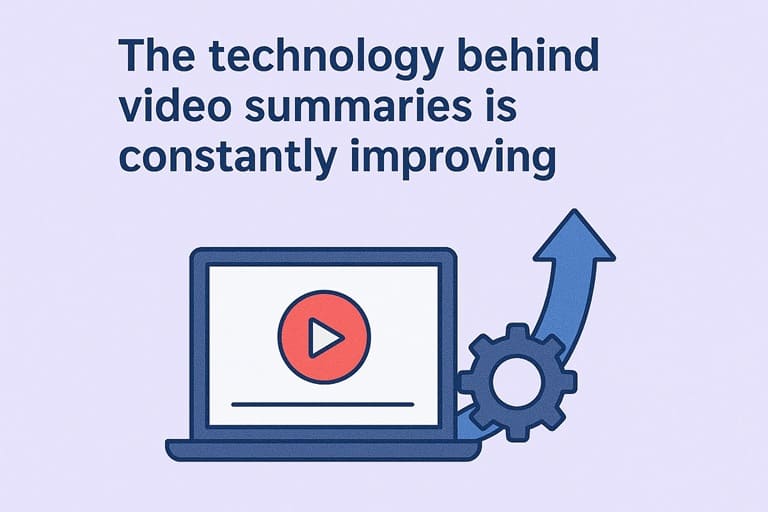 The future of video summaries – gear, growth arrow, AI elements