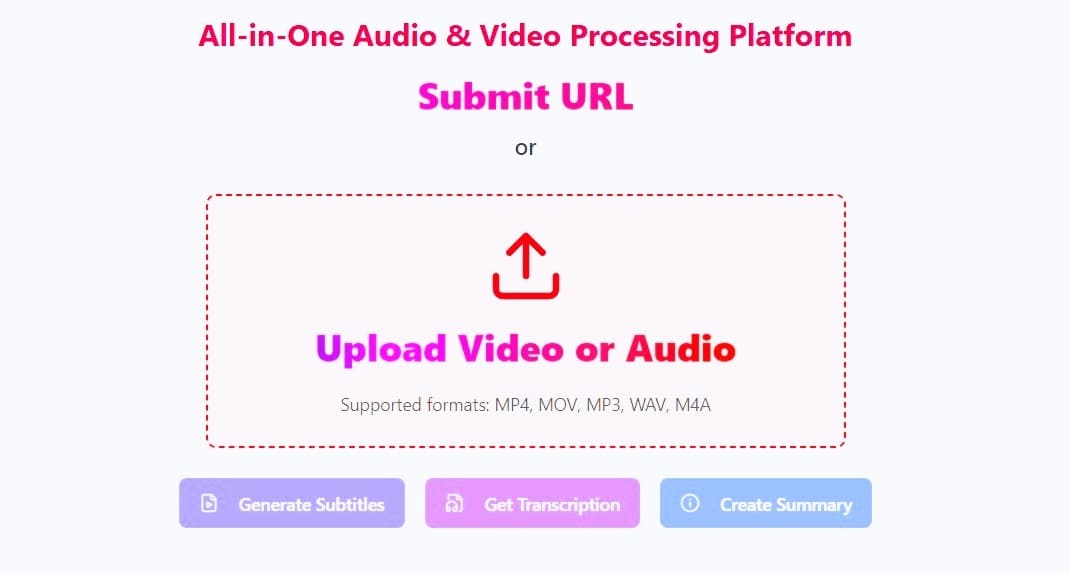 AIVideoSummary.com offers Subtitles, Transcripts & Summaries from any video or audio file