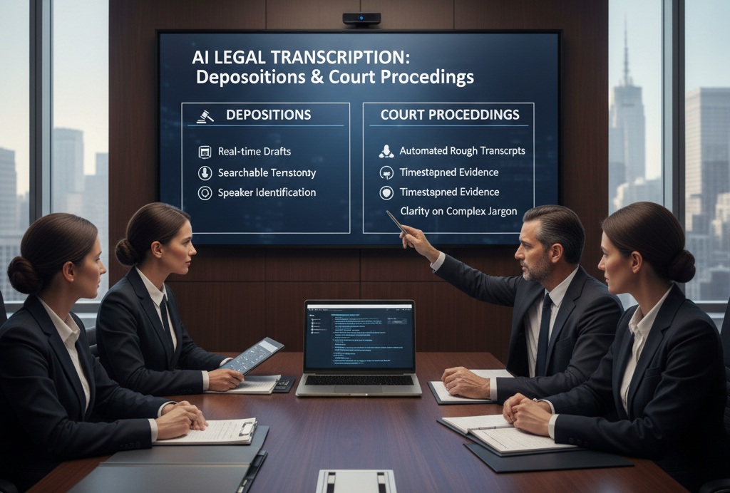 A litigation firm handling multi-party depositions using legal AI transcription